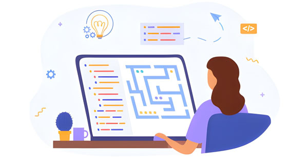 Seorang animator online sedang membuat animasi digital di laptop menggunakan tablet grafis di ruang kerja rumah yang kreatif.